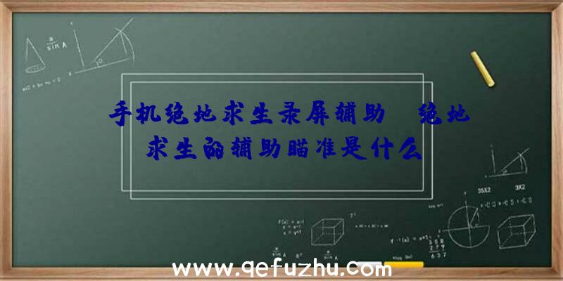 「手机绝地求生录屏辅助」|绝地求生的辅助瞄准是什么